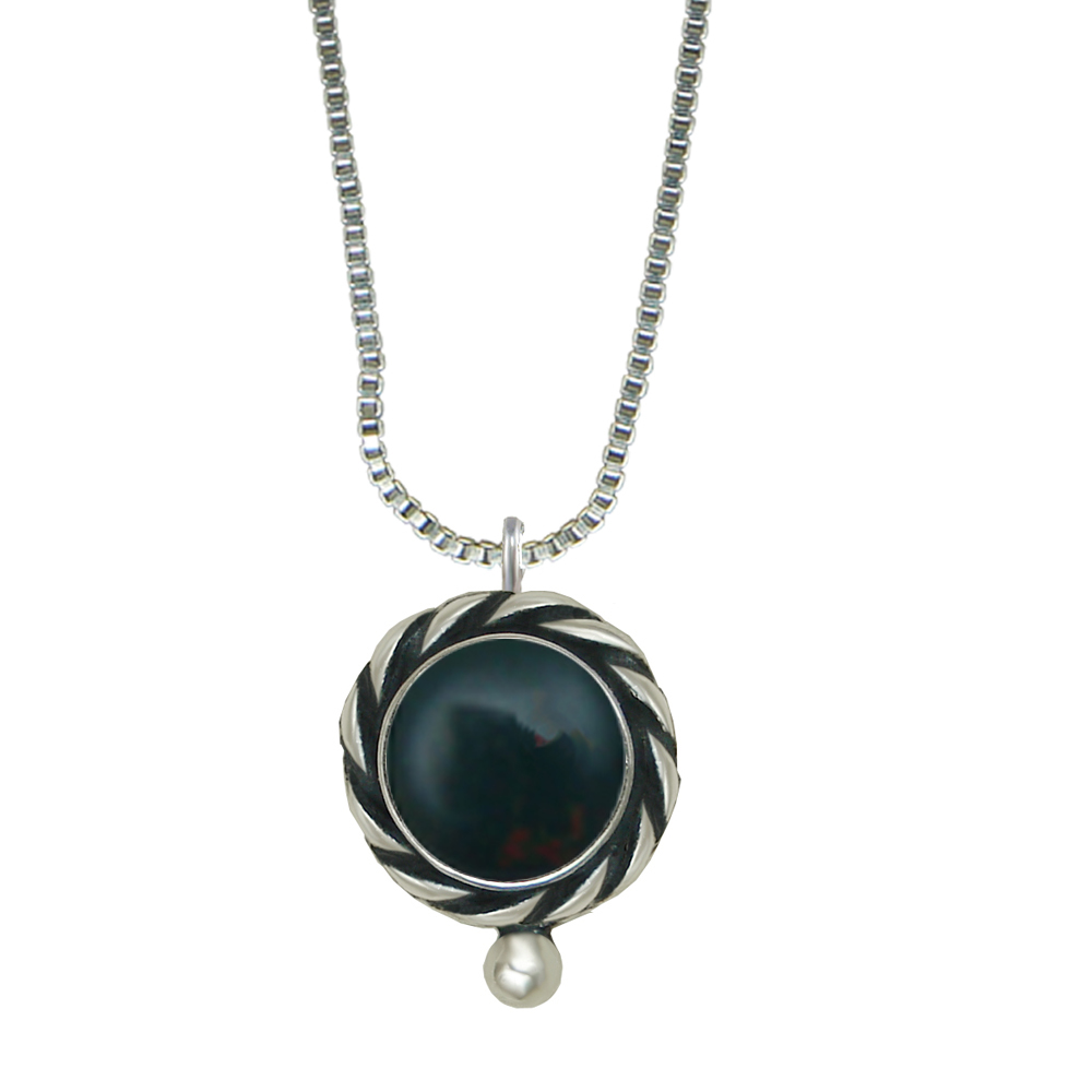 Sterling Silver Little Bloodstone Pendant Necklace